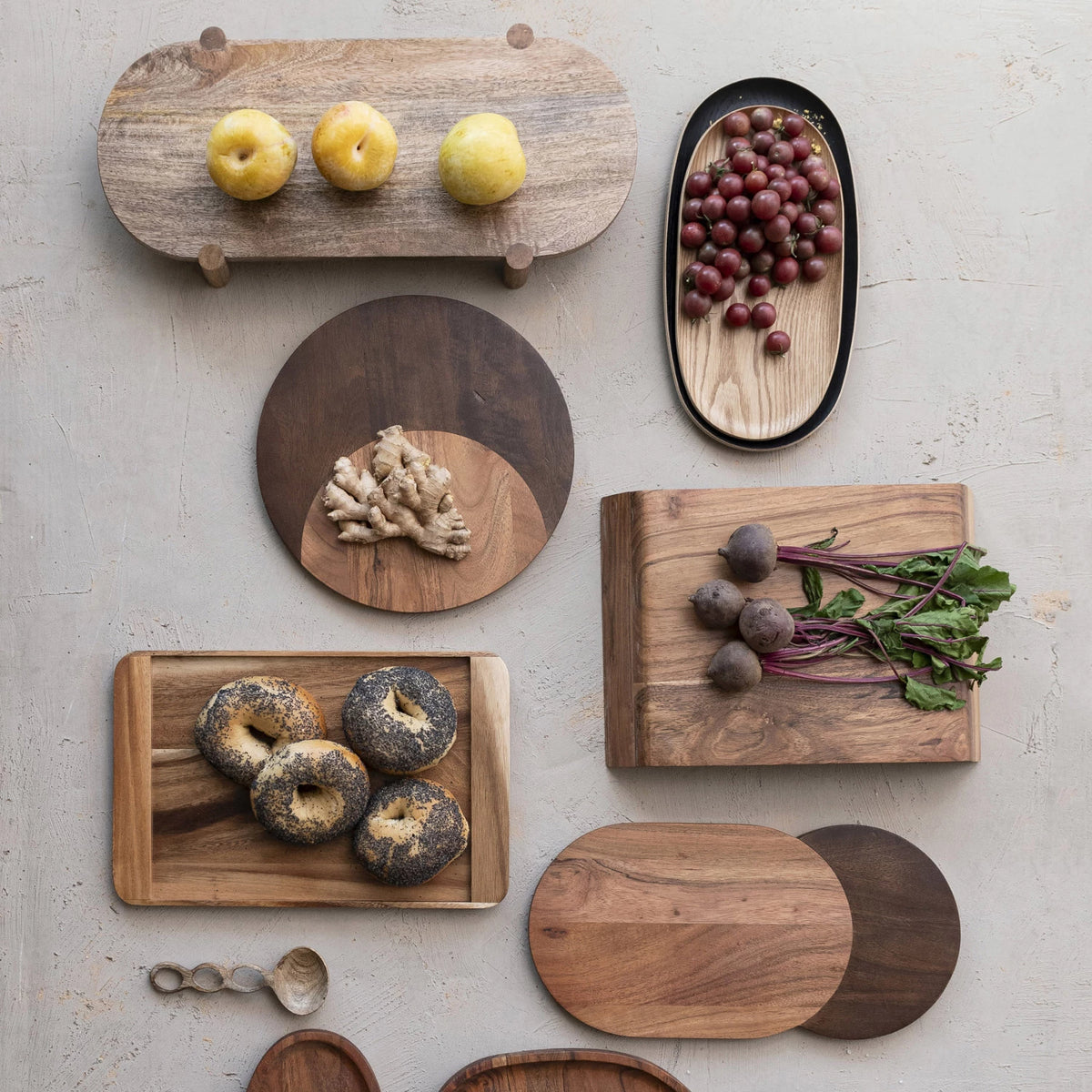 Suar Wood Serving Tray With Handles