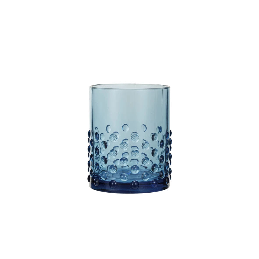 Blue Hobnail Drinking Glass - 12 OZ