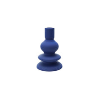 Blue Stoneware Taper Candle Holder w/ Latex Glaze