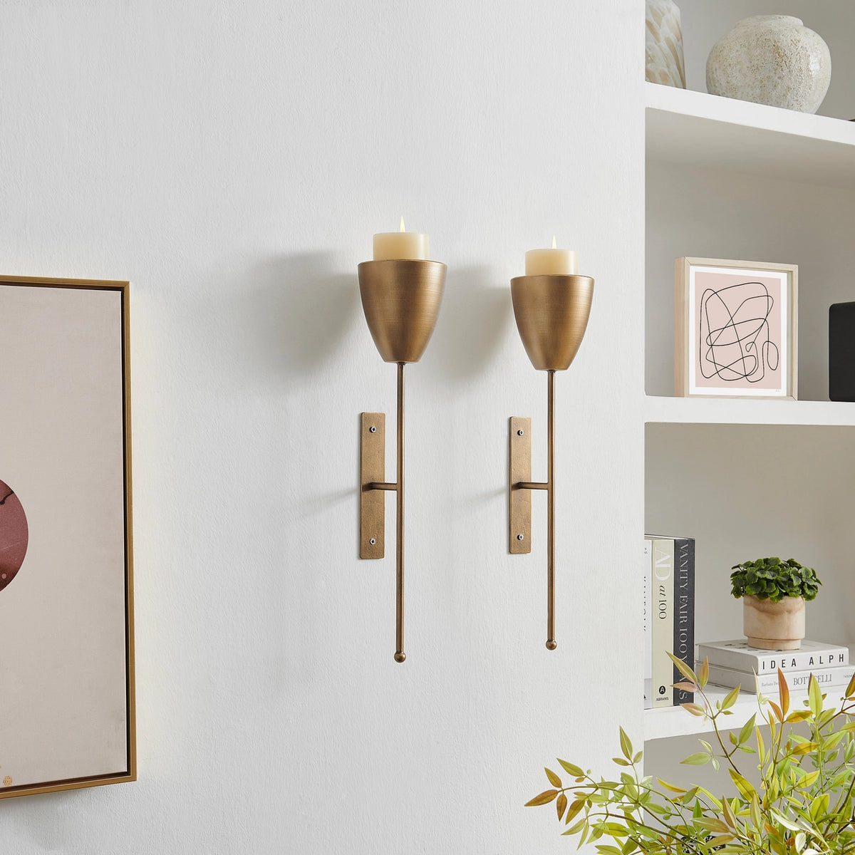 Antique Brass Wall Candle Sconces (Set of 2) | Danya B.