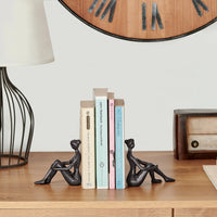 Brown Cast Iron Abstract Sitting Female Sculpture Pair Bookend (Set of 2) | Danya B.