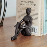 Brown Cast Iron Abstract Sitting Female Sculpture Pair Bookend (Set of 2) | Danya B.