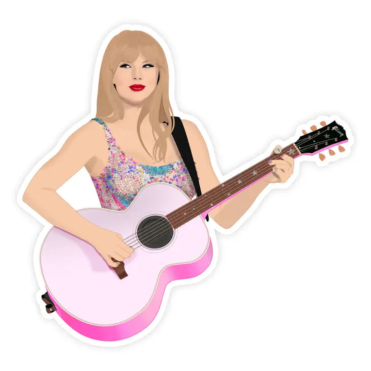 Taylor Swift w/ Guitar Waterproof Vinyl Sticker