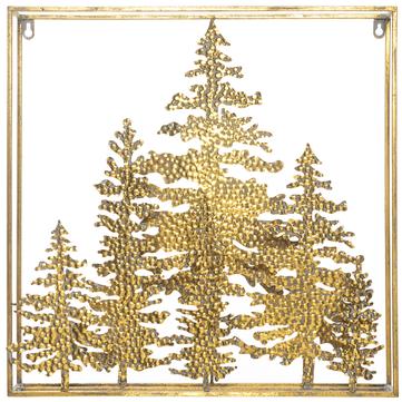 Gold Metal Pinetree Wall Hanging
