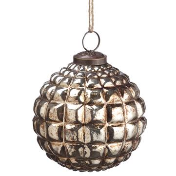 Antique Gold Indented Glass Ball Ornament