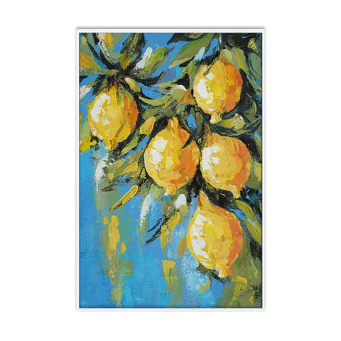 Bramble Lemon Citron Canvas with White Frame