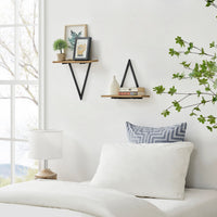 Contemporary Decorative Triangle Accent Metal Frame Wall Shelf - Black | Danya B.