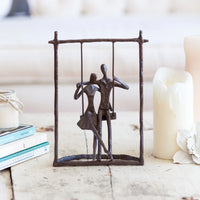 Couple on a Swing Cast Bronze Sculpture | Danya B.