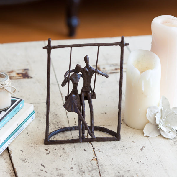 Couple on a Swing Cast Bronze Sculpture | Danya B.