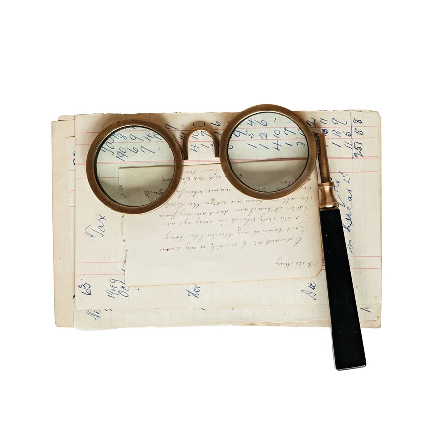 Antique Inspired Brass & Resin Spectacle Magnifying Glass