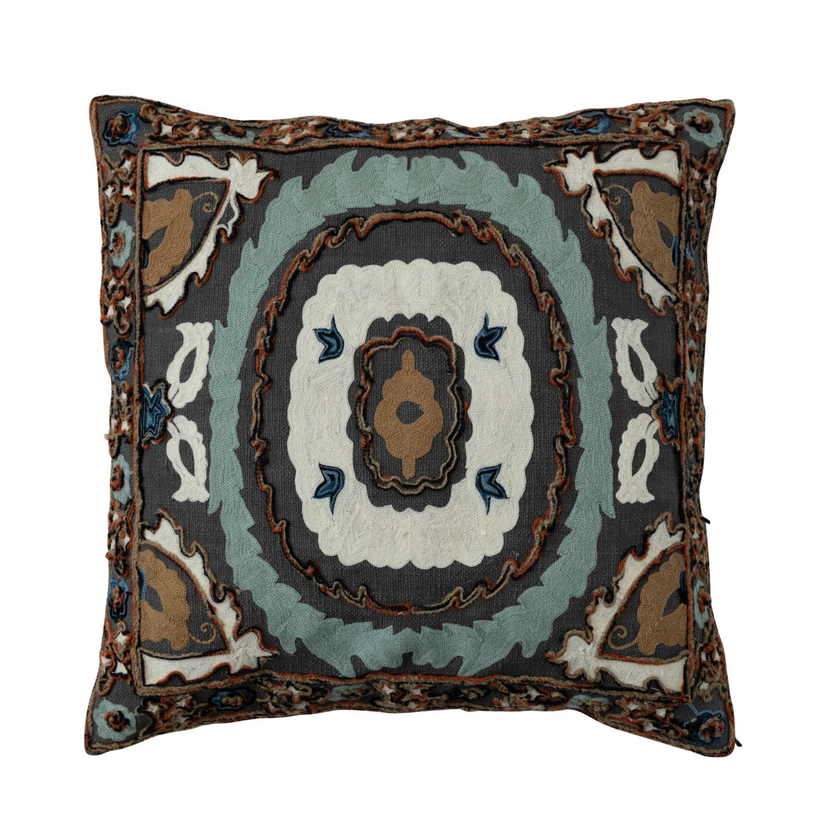 Cotton Embroidered Throw Pillow