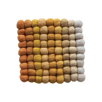 Handmade Square Handmade Wool Felt Ball Trivet - Orange