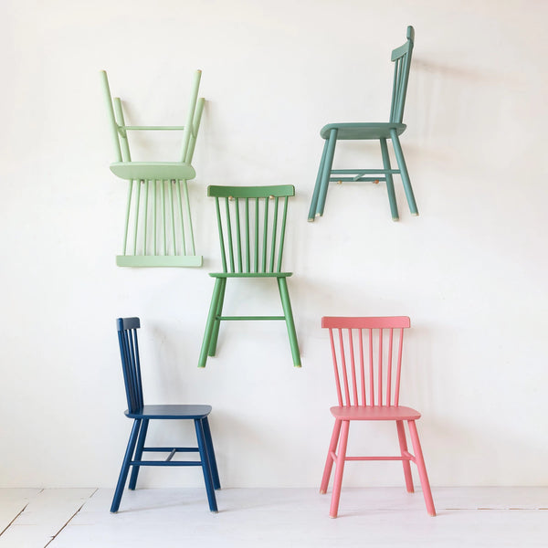 Distressed Pink Rubberwood Slatted Back Dining Chair