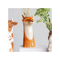 Hand Painted Stoneware Fox Head Vase