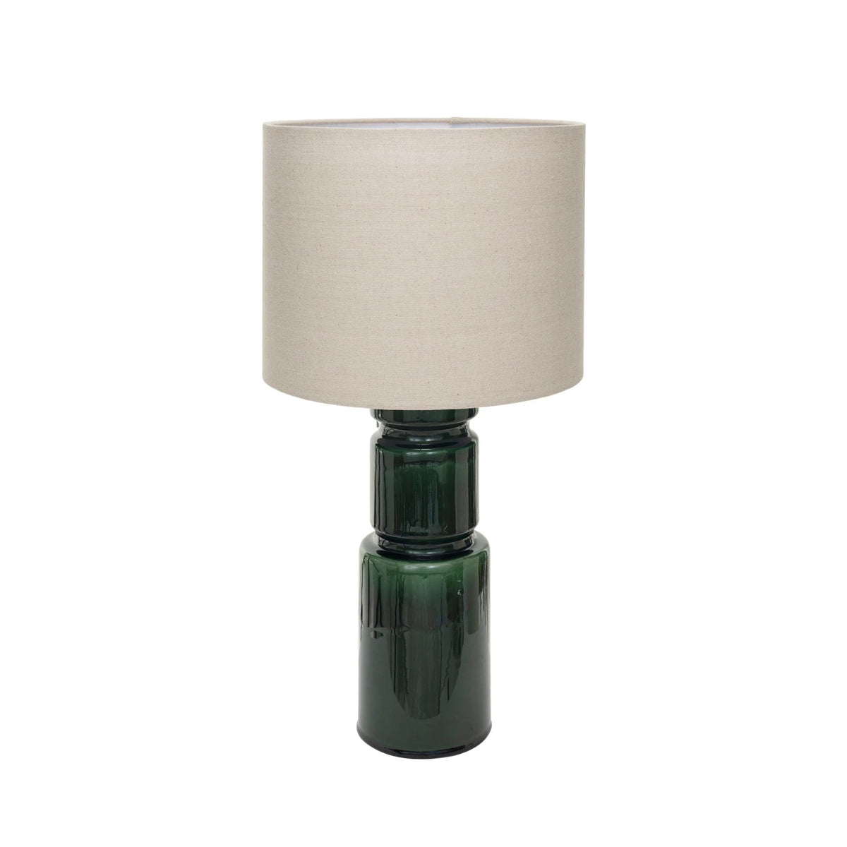 Green Ceramic Table Lamp w/ Linen Shade