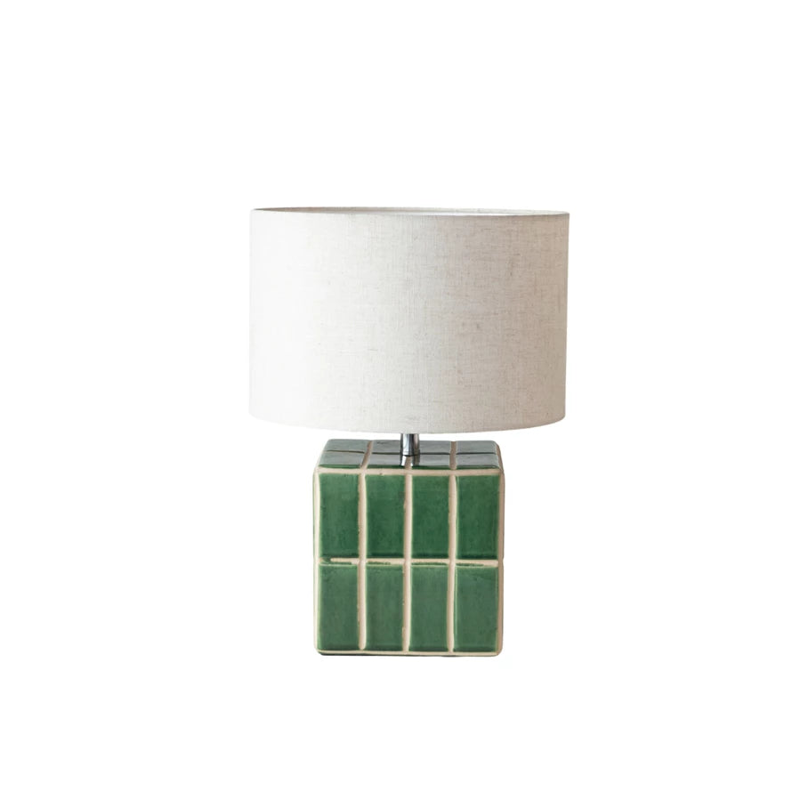 Green Ceramic Tiled Lamp - No Shade