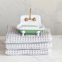 Vintage Inspired Metal Sink Soap Dish with Faucet