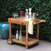 2 Tier Acacia Wood Bar Cart