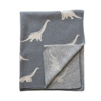 Cotton Knit Baby Blanket - Dinosaurs