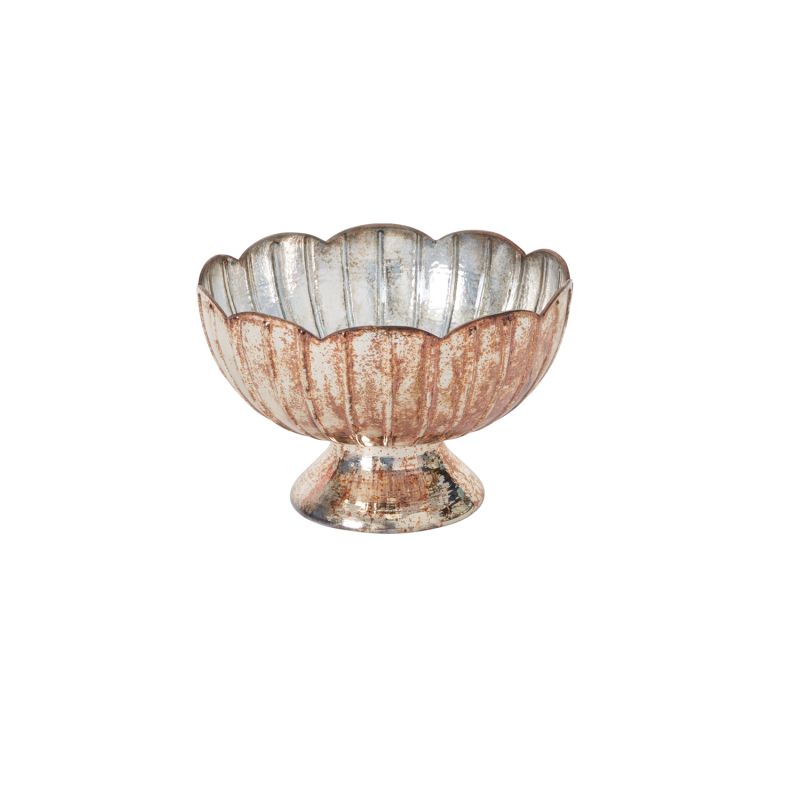 Antiqued Finish Mercury Glass Enid Compote