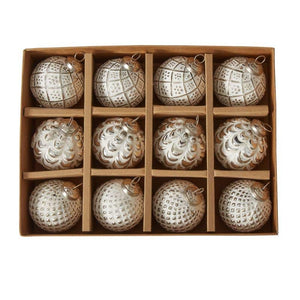 Glass "Freshly Fallen" Boxed Ornament S/12