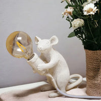 White Resin Mouse Lamp