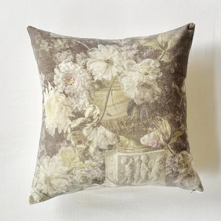 Patina Vie Luxurious Velvet Floral Bouquet Pillow Cover- 24"