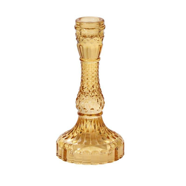 Vintage Inspired Amber Candlestick