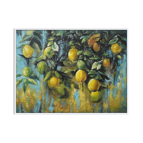 Bramble Lemon Tree Painting with White Frame