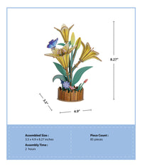 Measurements of a wooden floral 3D puzzle.