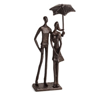 Loving Couple Under Umbrella Bronze Sculpture | Danya B.