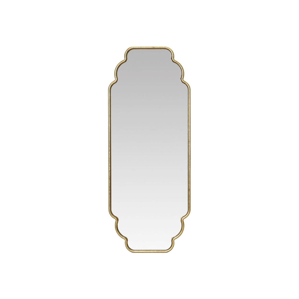 Decorative wall mirror with gold frame on a white background