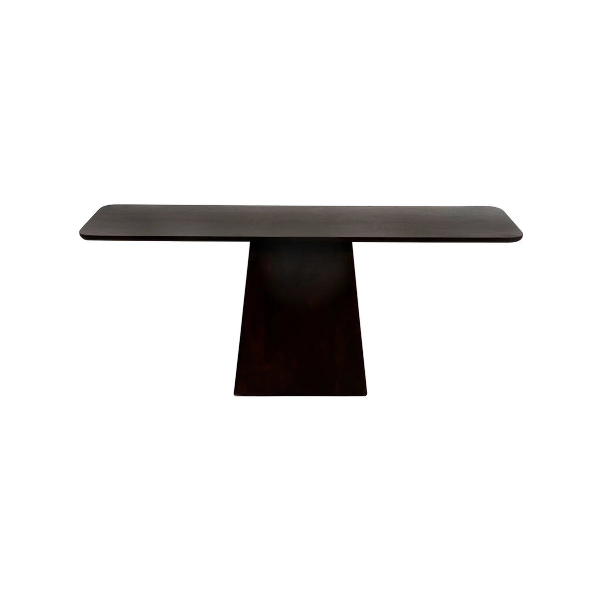 Dark brown rectangular table on a white background