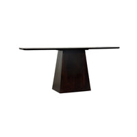 Modern dark wood dining table on a white background