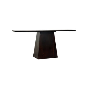 Modern dark wood dining table on a white background