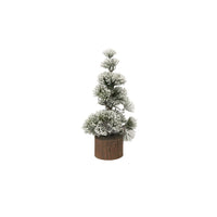 Plastic Snowy Tree with Faux Wood Slice Base & LED Lights