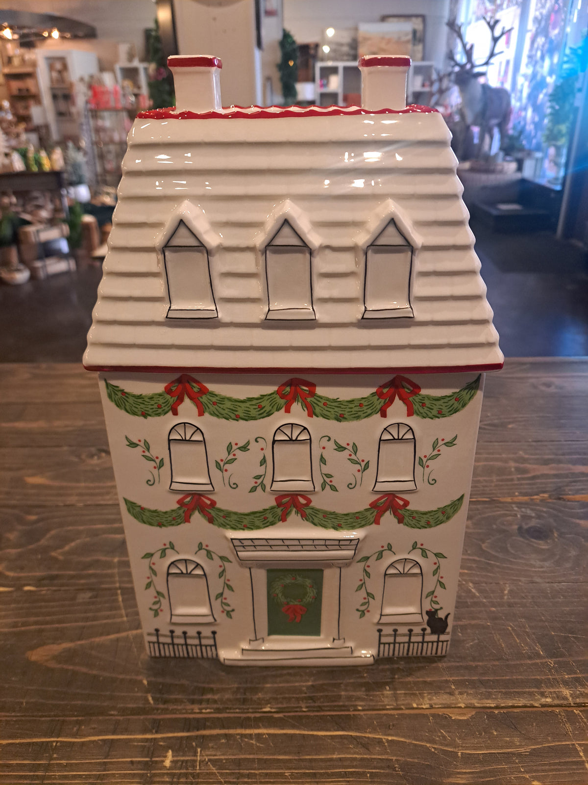 Christmas Townhome Ceramic Container