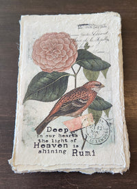 Inspirational Quote with Bird on Handmade Paper Print