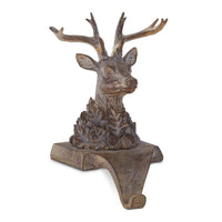 Resin Faux Woodgrain Deer Bust Stocking Holder, 9.5 Inch