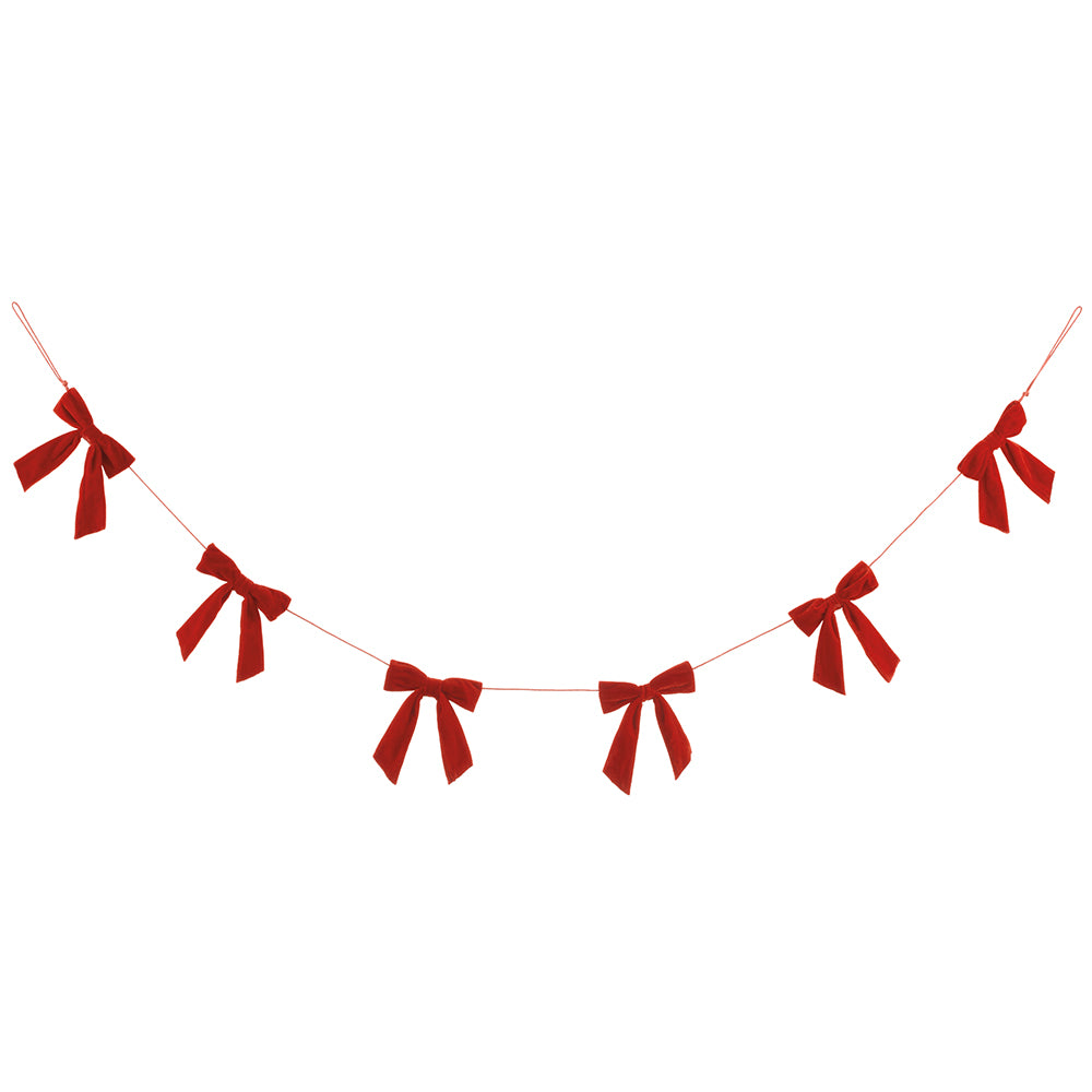 Red Velvet Bow Garland - 5'