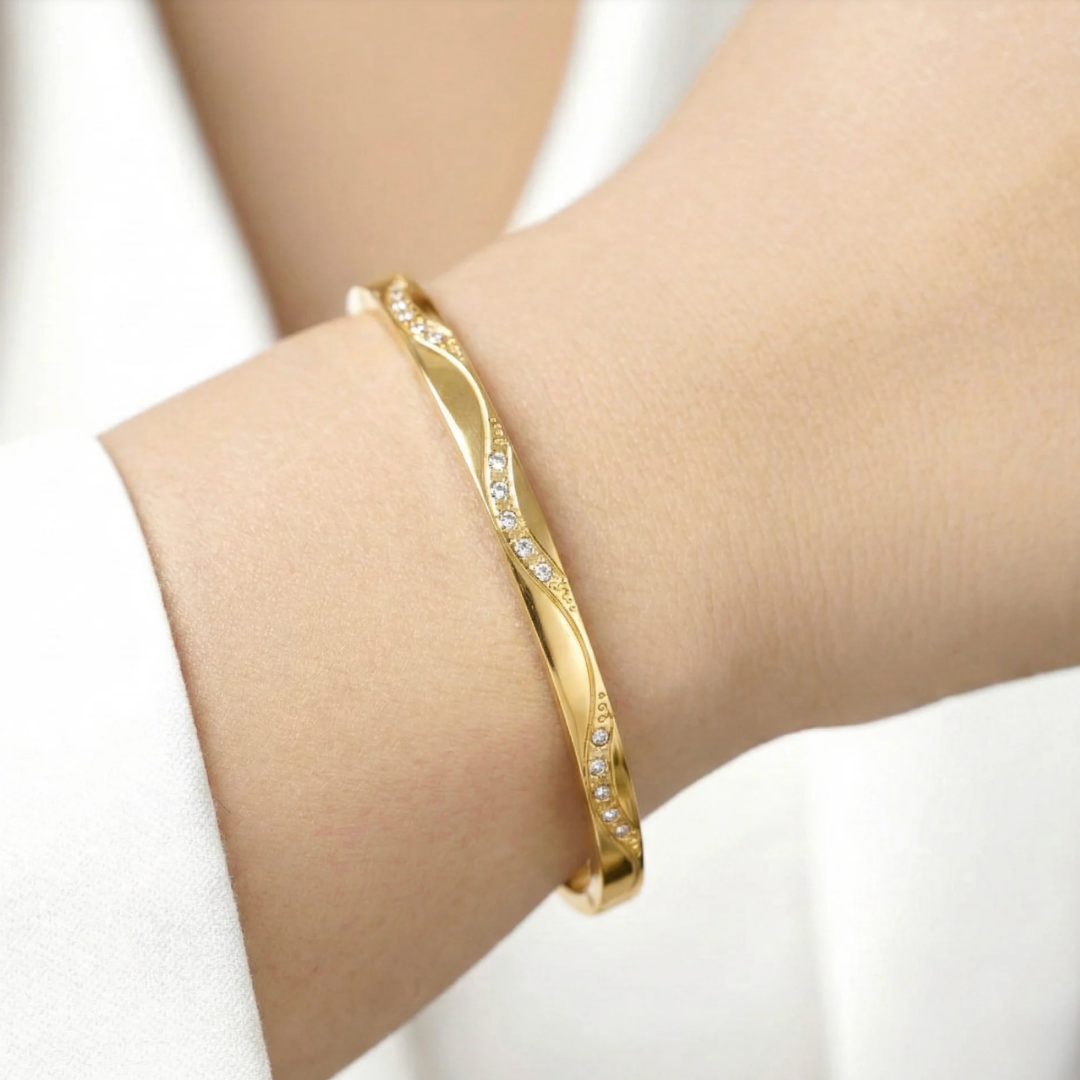 Wave Cz Hinge Bangle - Sydney
