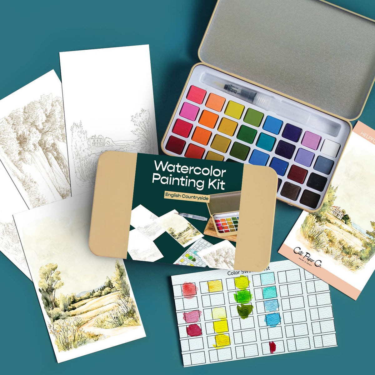 English Countryside Watercolor Painting Kit