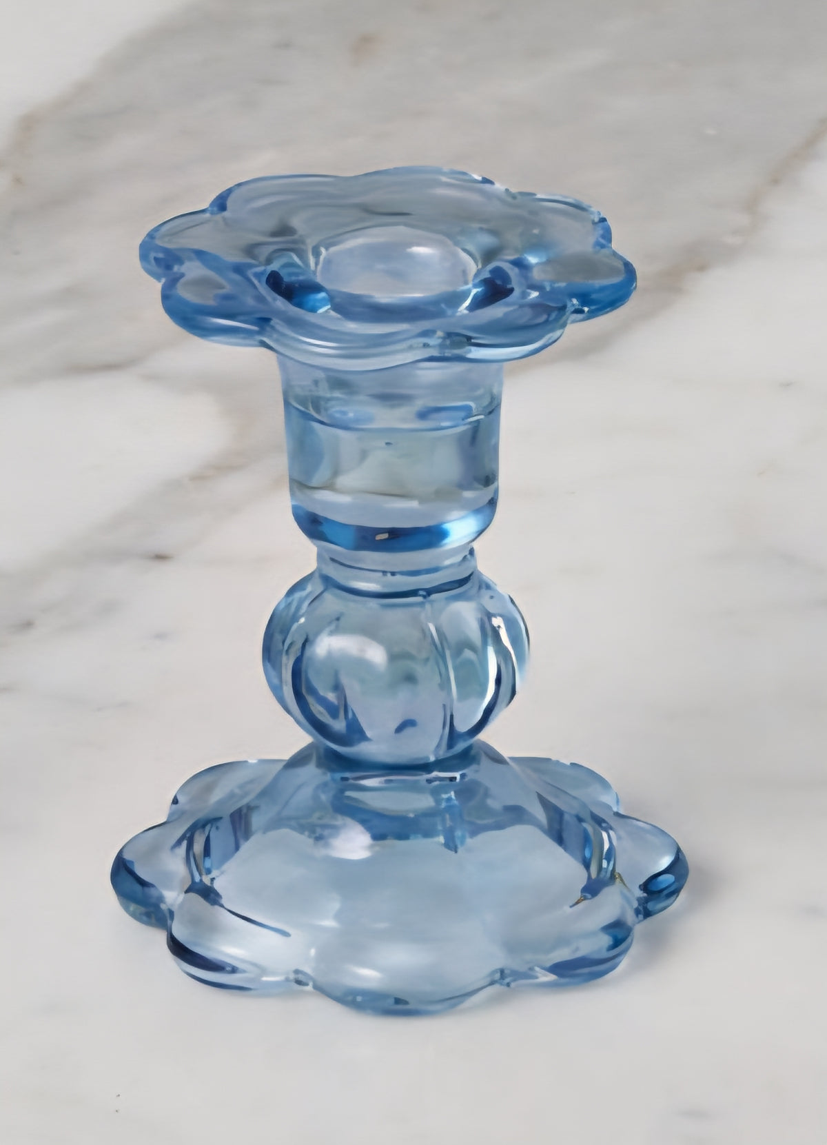 Scalloped Glass Candlestick Holder
