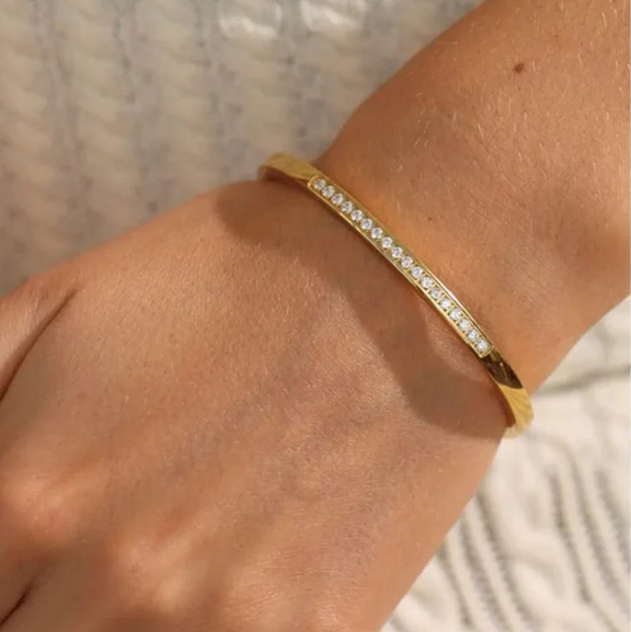 Thin Cz Hinge Bangle - Eloise