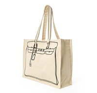 Tote de Luxe Cotton Canvas Tote with Sketch Bag Motif - Cotton Canvas