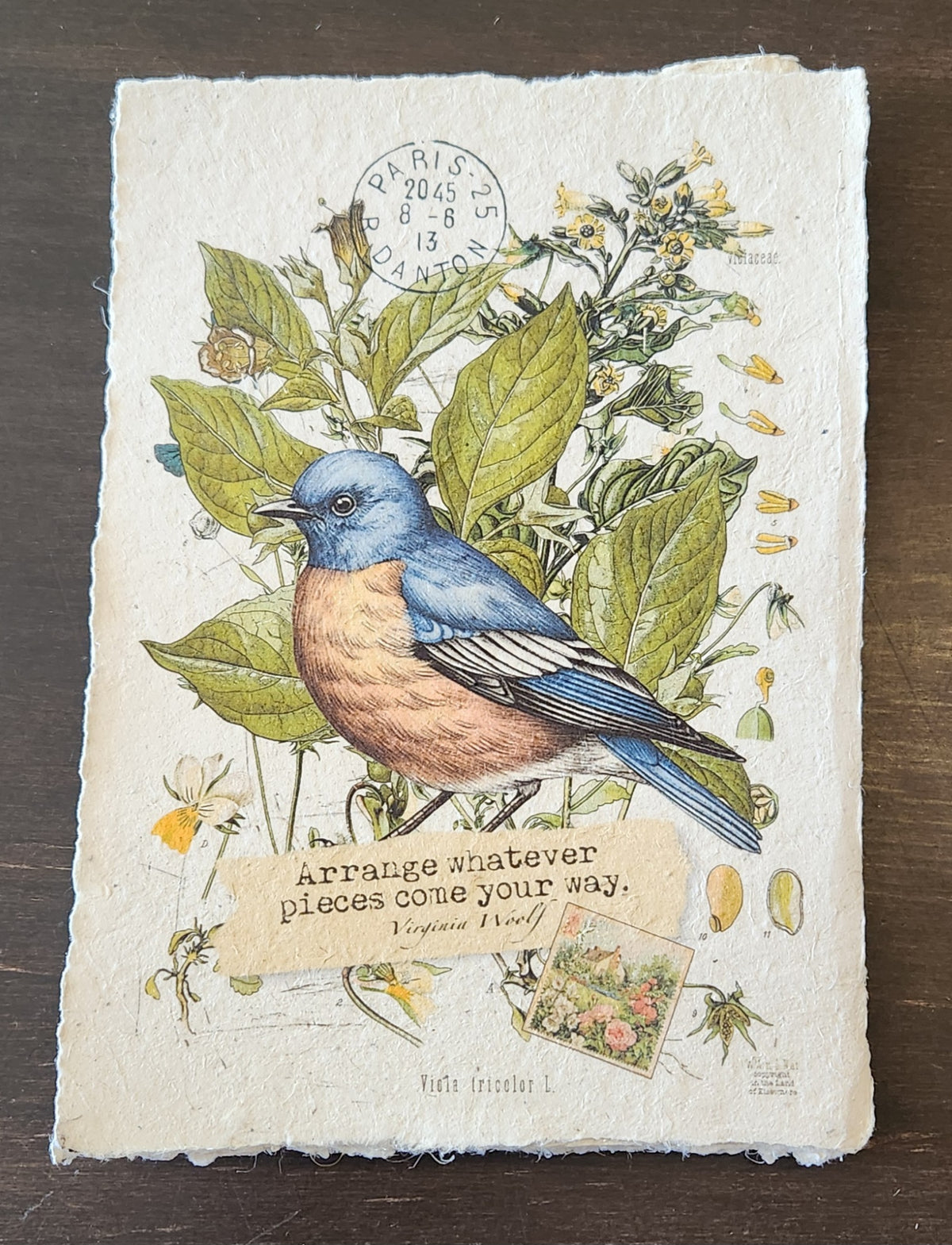 Inspirational Quote with Bird on Handmade Paper Print