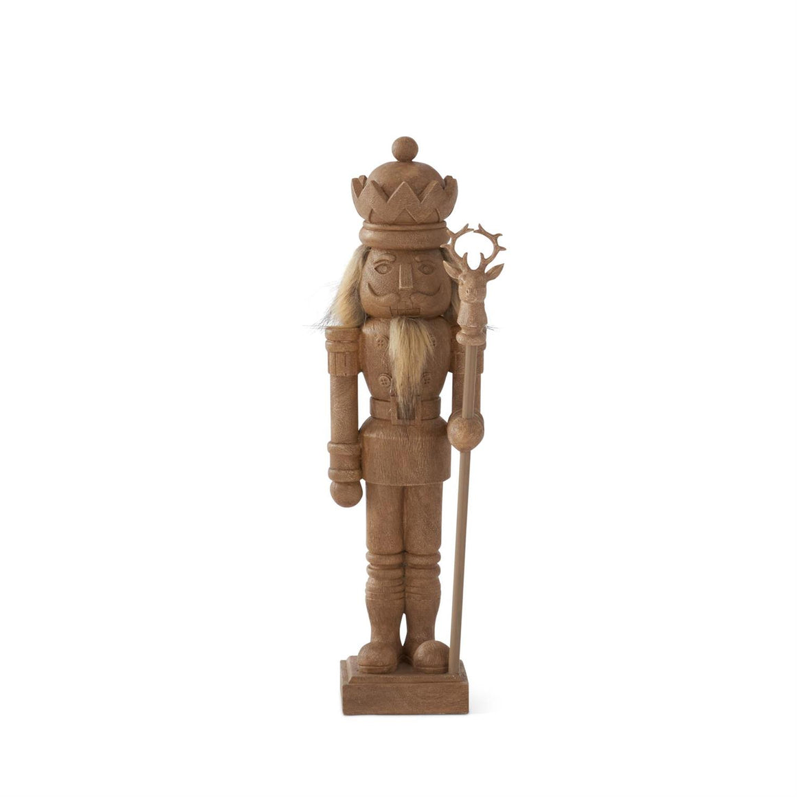 Resin Faux Woodgrain Nutcracker, 20.25 Inch