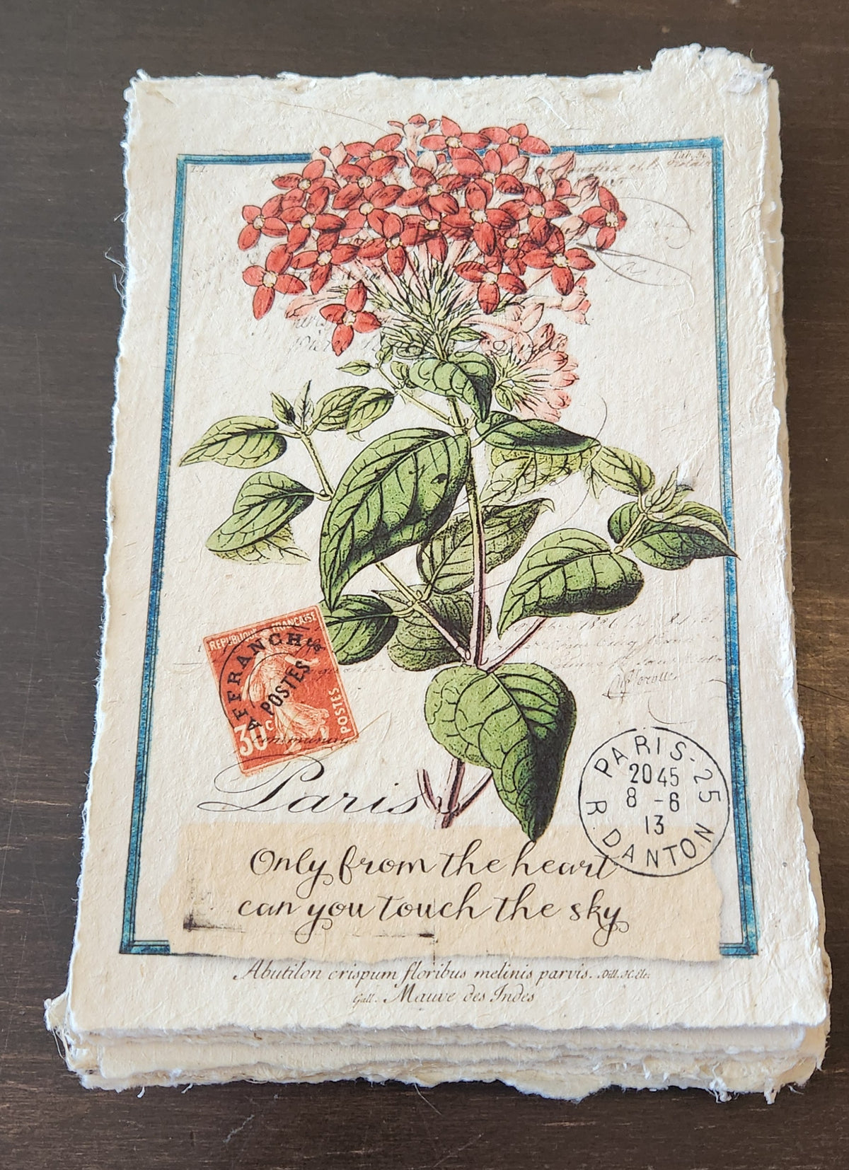 Inspirational Quote with Flower on Handmade Paper Print