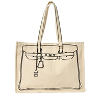 Tote de Luxe Cotton Canvas Tote with Sketch Bag Motif - Cotton Canvas
