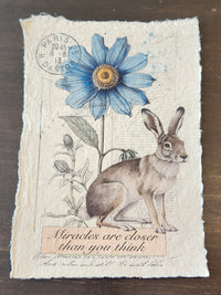 Inspirational Quote with Rabbit on Handmade Paper Print